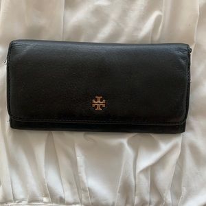 Black leather Tory Burch Wallet